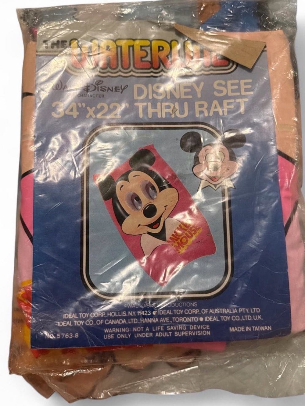 VTG Ideal Toy WATERLINE Disney Mickey Mouse See Thru Raft NOS Sealed 1982 RARE